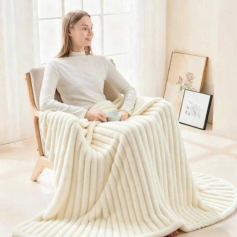 Striped Sleep Blanket Four-color. Perfect for beds and sofas.